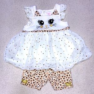 Gold Holographic Dots Tulle Cat Dress w/Shorts 12M